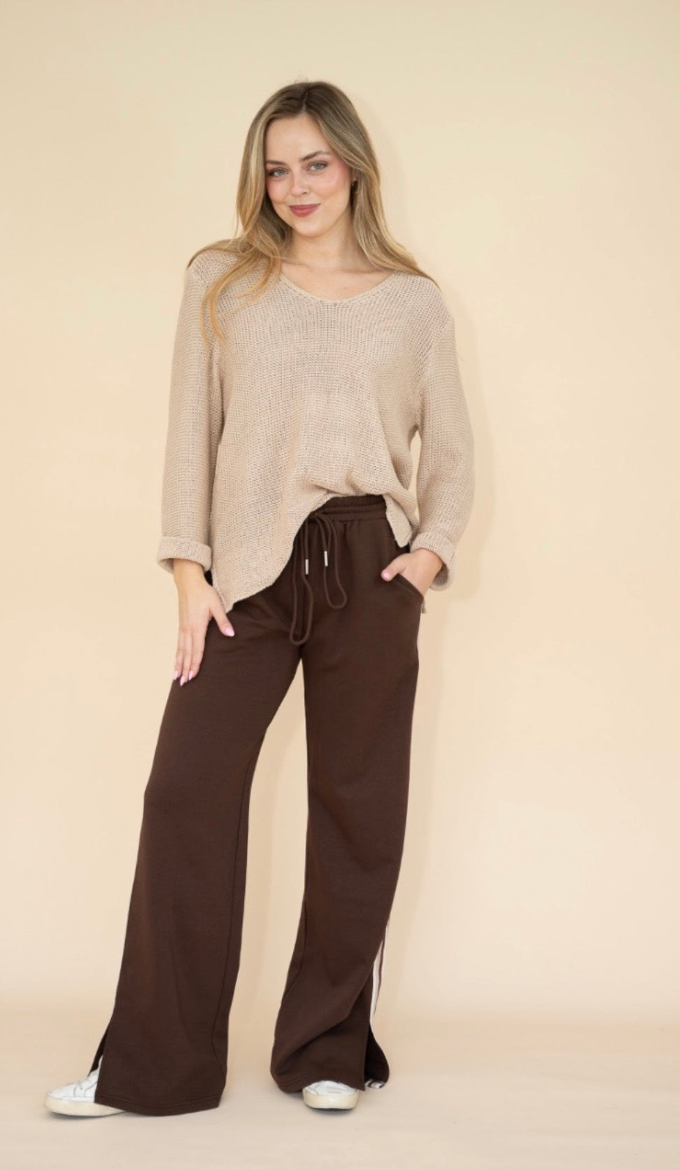 Jay pants - chocolate with cream stripe