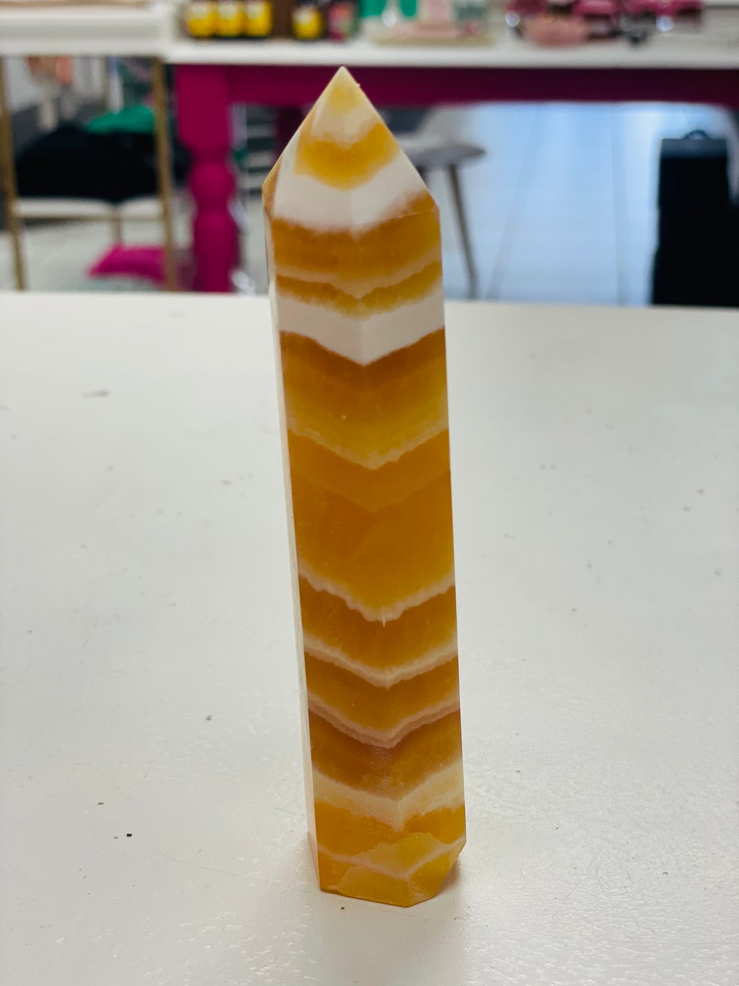 Orange calcite point