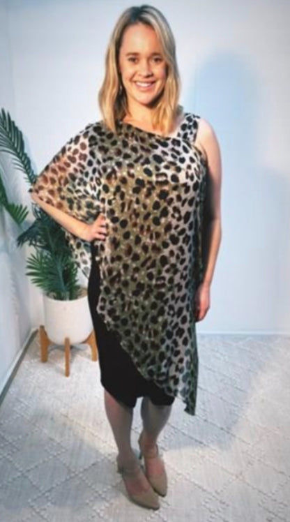 Print chiffon overlay dress