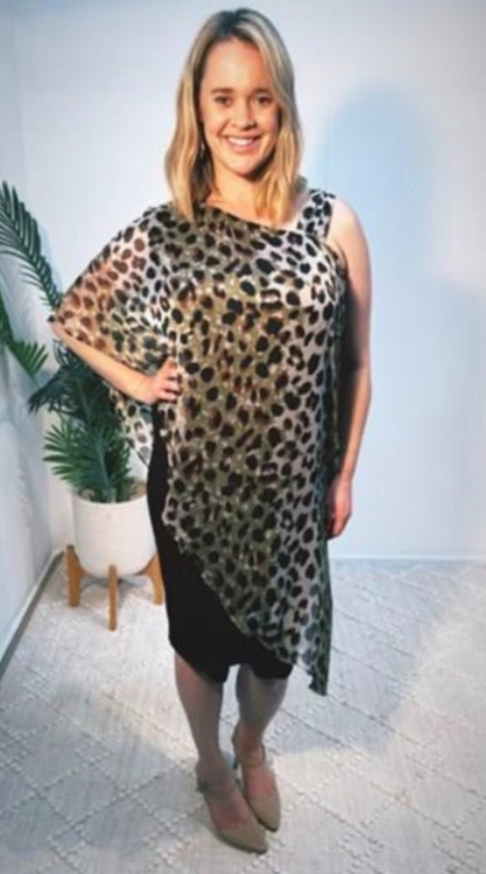 Print chiffon overlay dress