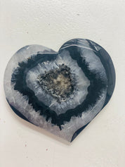 Black agate druzy heart