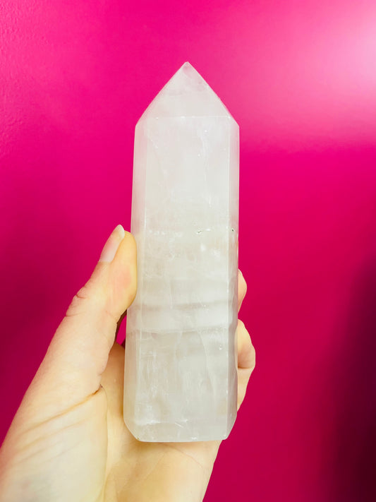 Pink calcite tower
