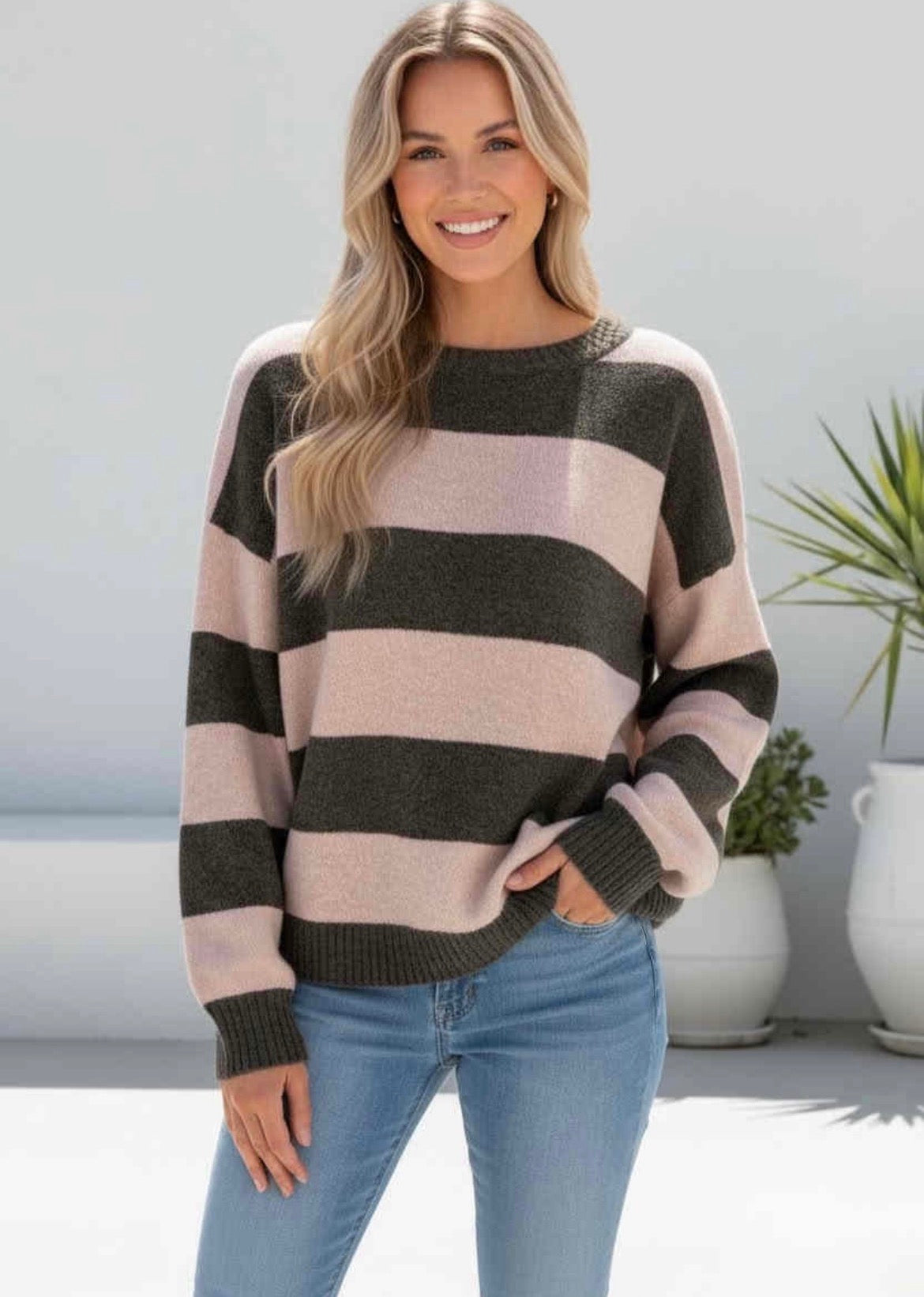 Maya knit - blush pink / choc
