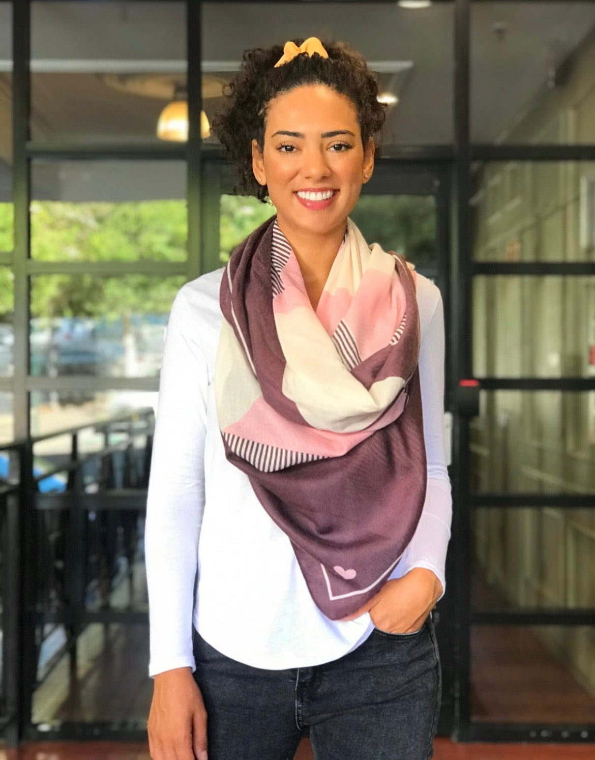 Geometric scarf -pink