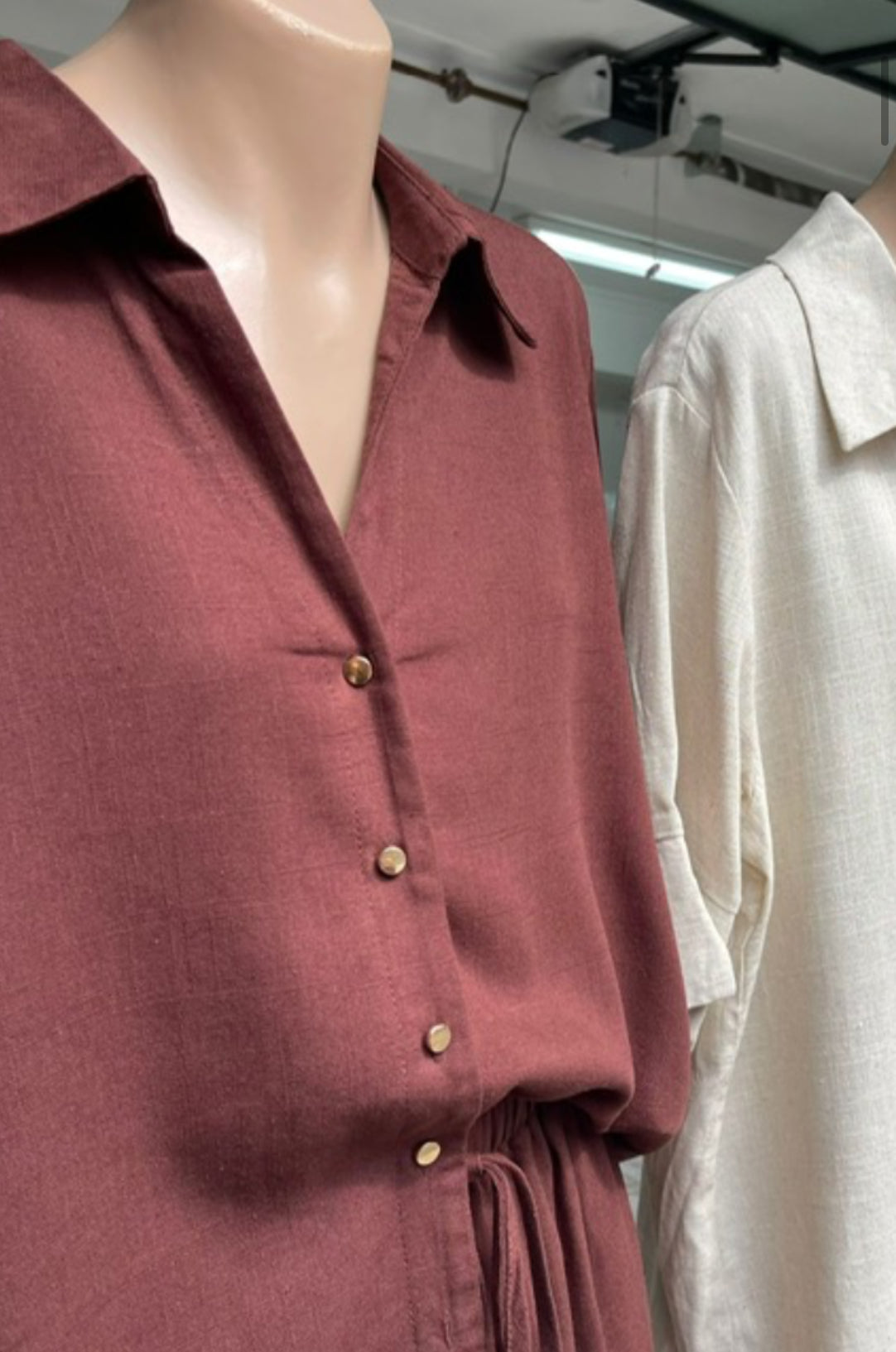 Chocolate gold button shirt/short set
