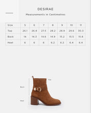 DESIRAE CARAMEL SUEDE HEELED BOOTS