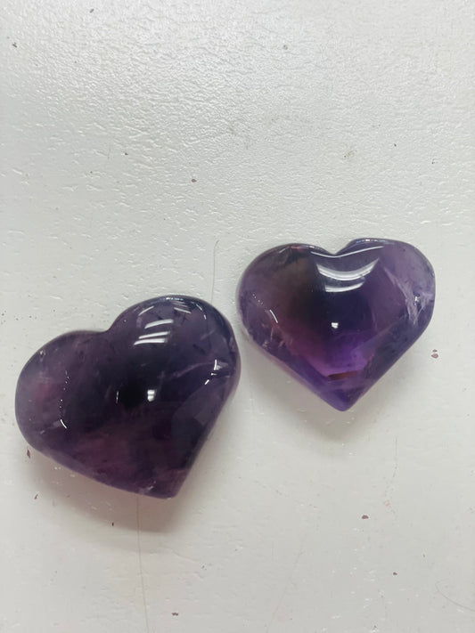 High grade amethyst hearts