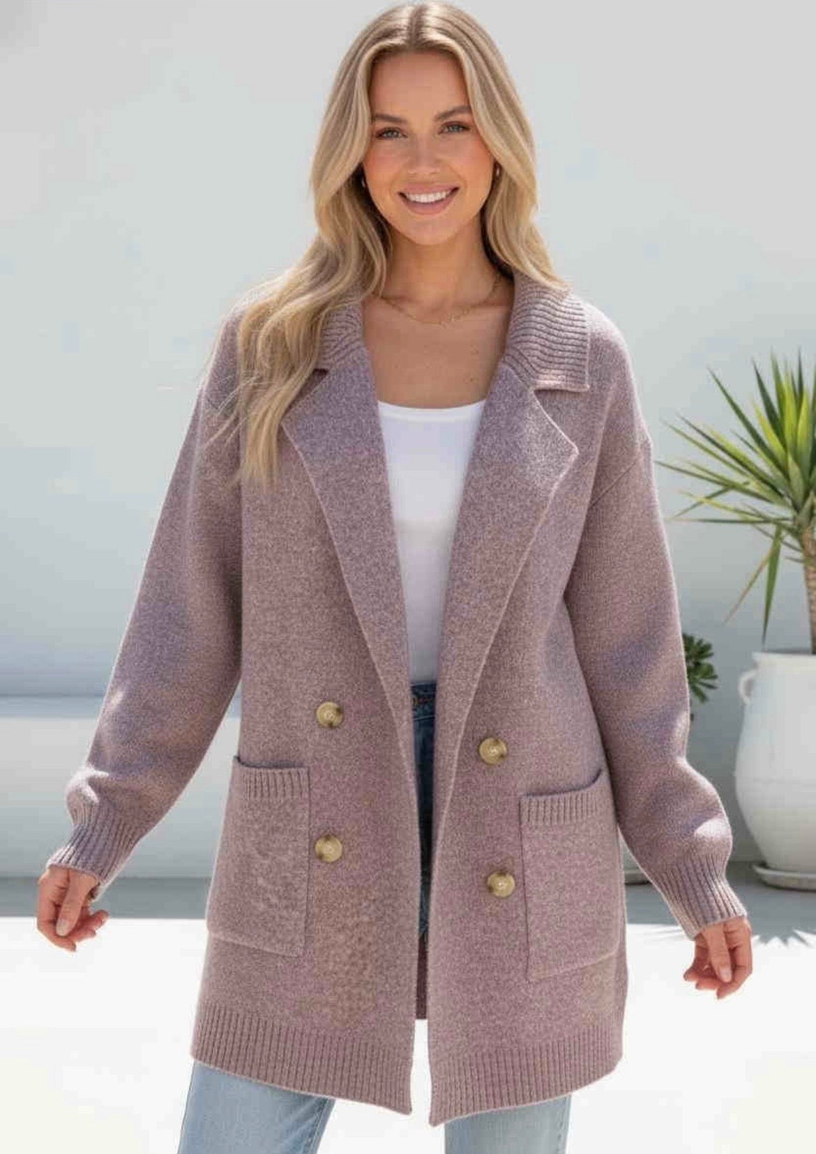 Mauve knit cardi