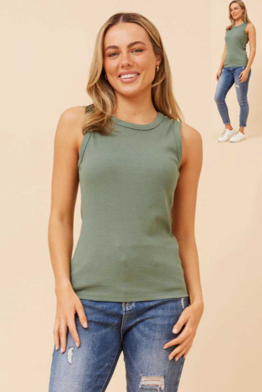Green Ash rib singlet