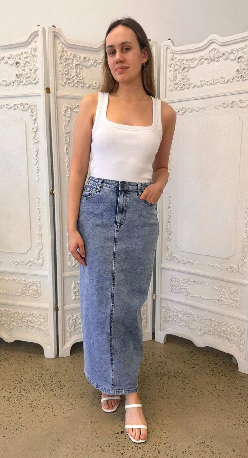 Denim maxi skirt- blue