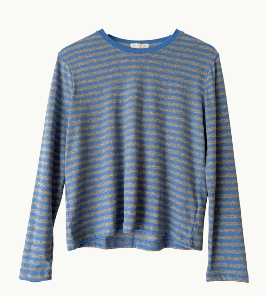 Little Lies | Athena long sleeve top- blue/grey stripe