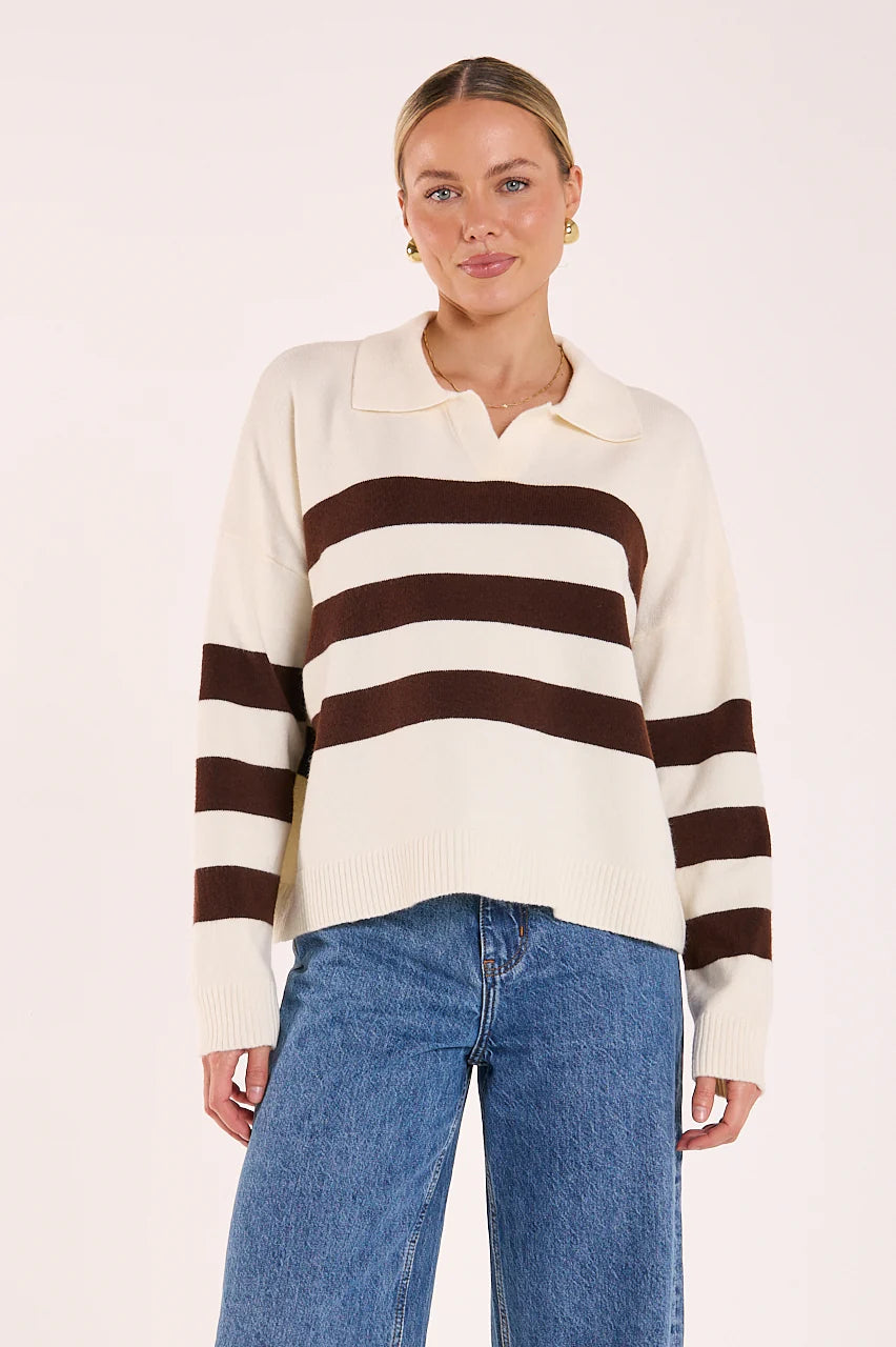Feather & Noise | Magnolia Knit - Cream Chocolate Stripe