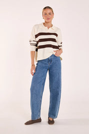 Feather & Noise | Magnolia Knit - Cream Chocolate Stripe