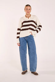 Feather & Noise | Magnolia Knit - Cream Chocolate Stripe
