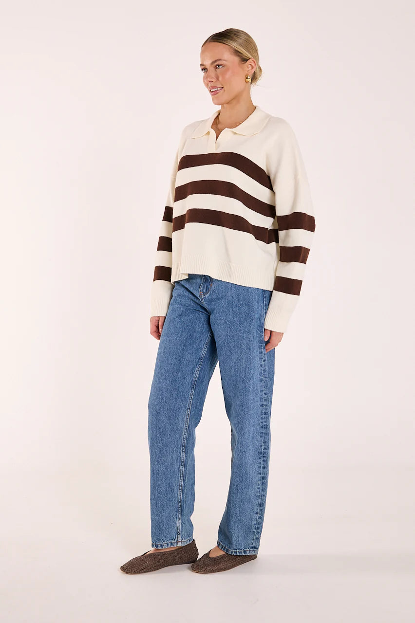 Feather & Noise | Magnolia Knit - Cream Chocolate Stripe