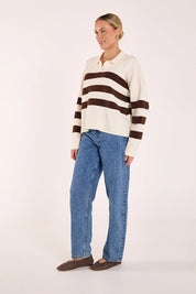 Feather & Noise | Magnolia Knit - Cream Chocolate Stripe