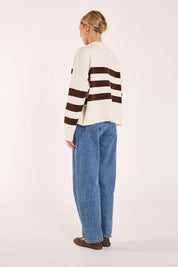 Feather & Noise | Magnolia Knit - Cream Chocolate Stripe