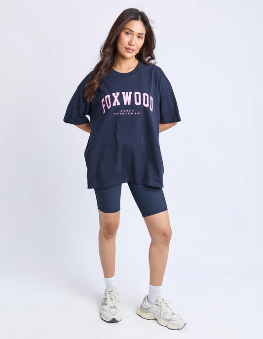 Interval Tee Navy With Neon Pink