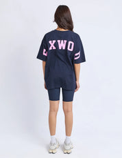 Interval Tee Navy With Neon Pink