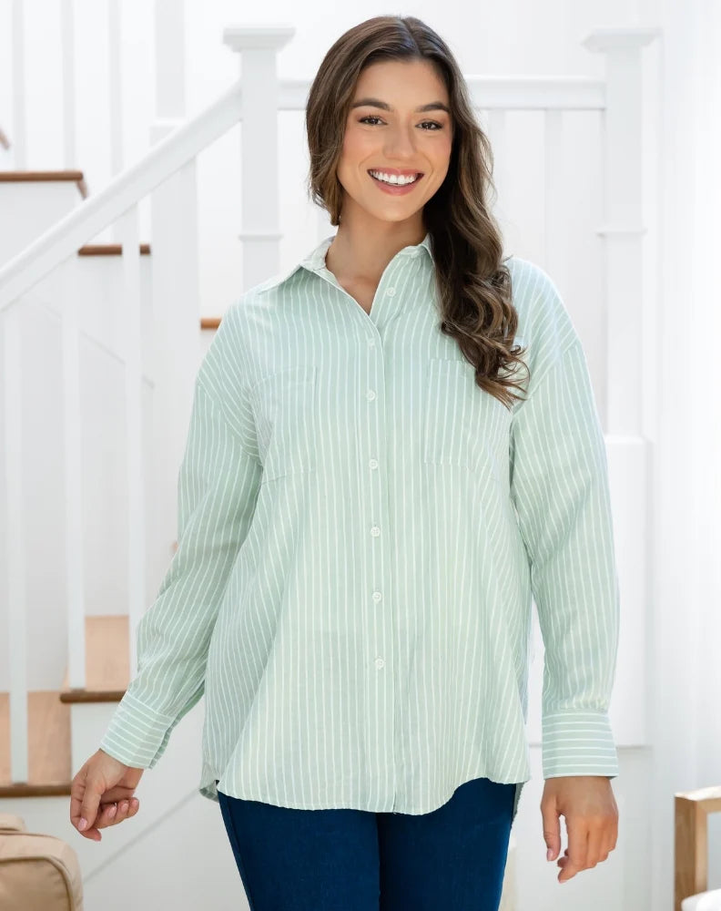 Sage stripe shirt