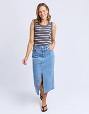 Iris Stripe Tank Charcoal & White