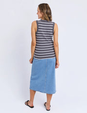 Iris Stripe Tank Charcoal & White