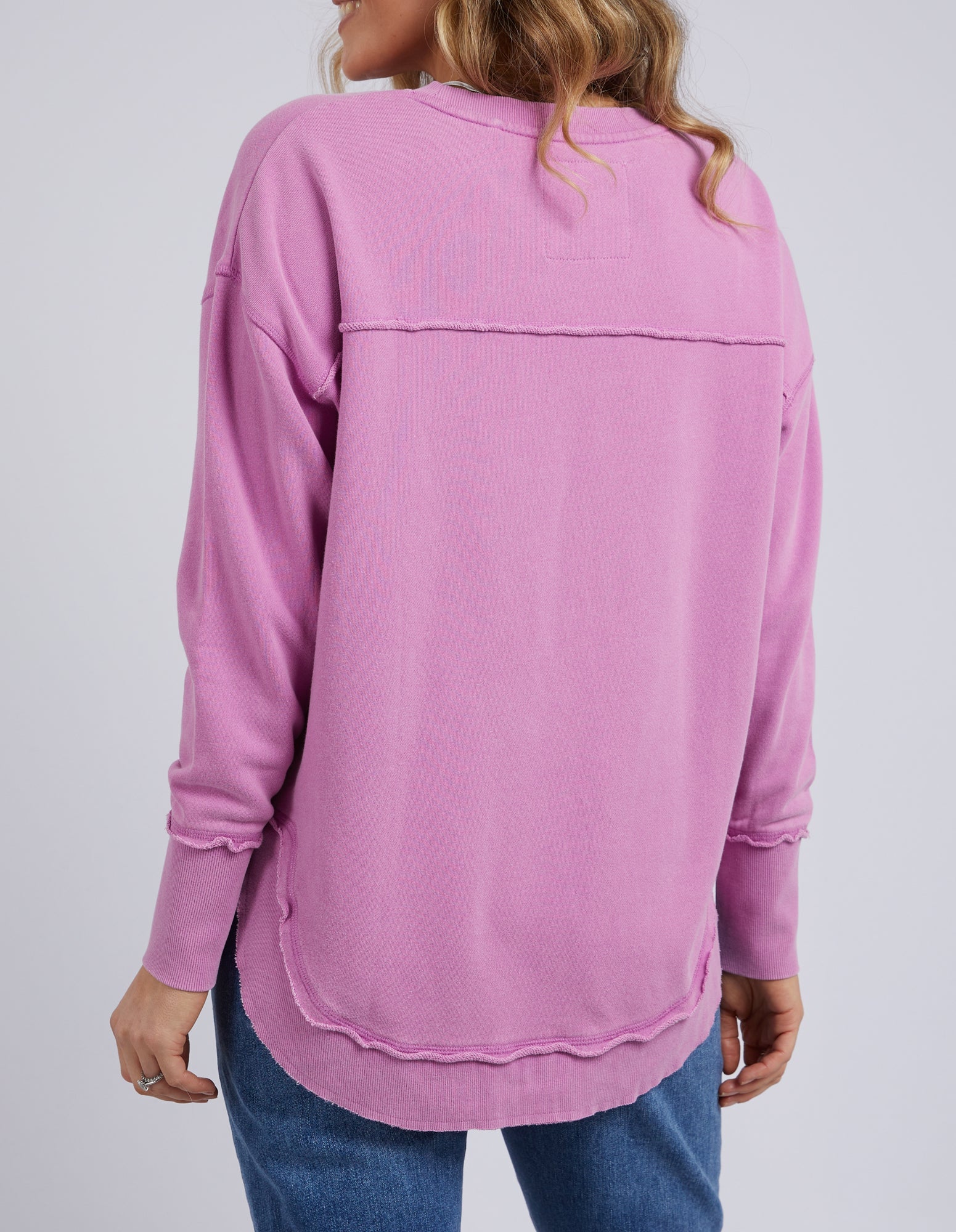 Washed Simplified Crew- Fuschia
