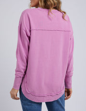Washed Simplified Crew- Fuschia