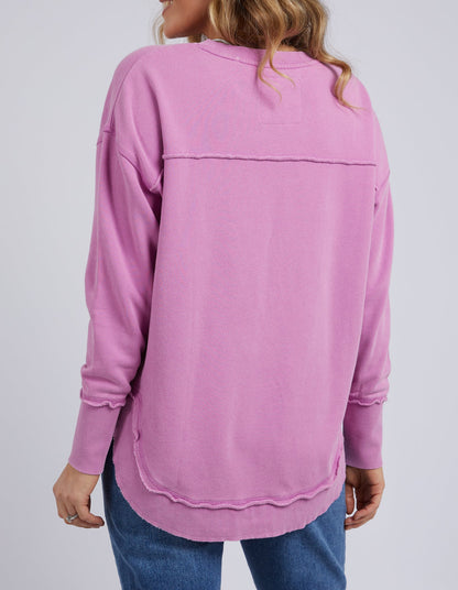 Washed Simplified Crew- Fuschia