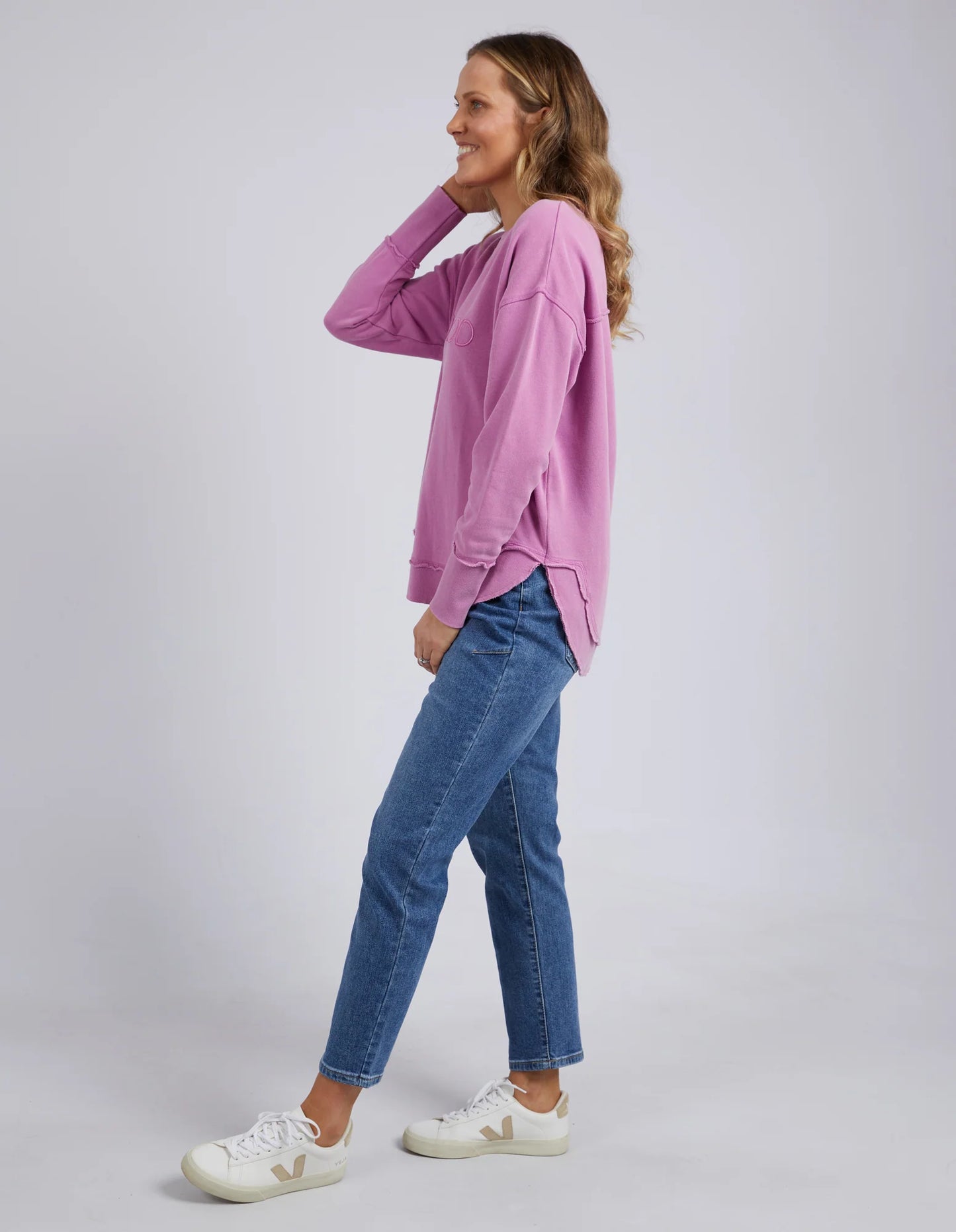 Washed Simplified Crew- Fuschia