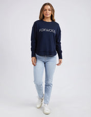 Simplified Metallic Crew-Navy