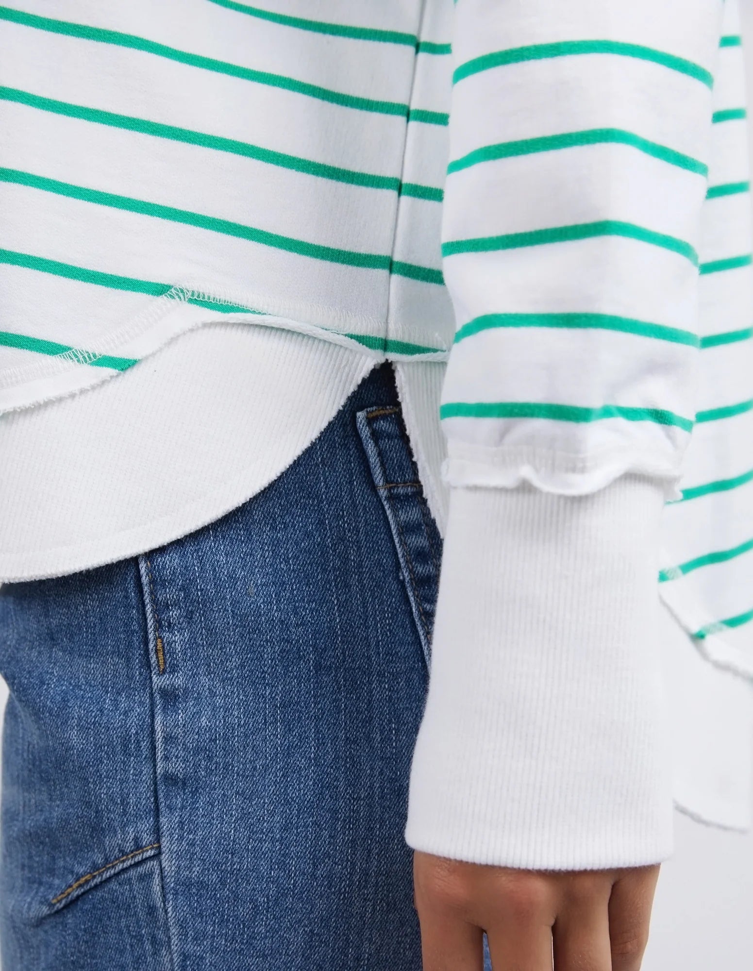 Simplified Stripe Crew- Green