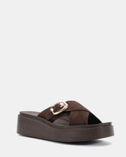 BONANZA ESPRESSO SUEDE WEDGE HEELS