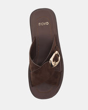 BONANZA ESPRESSO SUEDE WEDGE HEELS