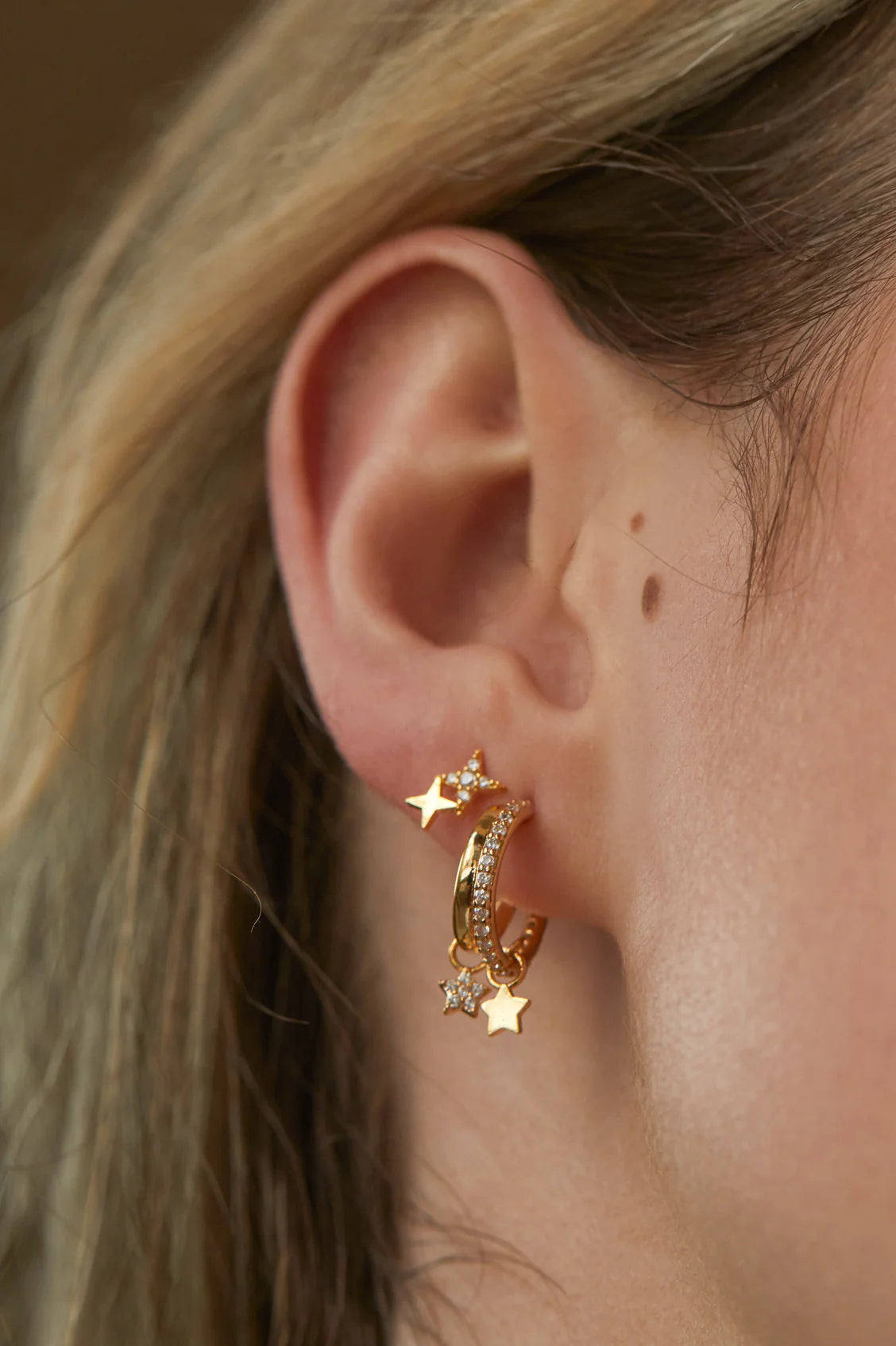 Duo star studs - Gold