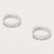 Pave CZ hoop earrings -silver