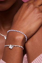 Gemstone Amelia Bracelet- Blue laced Agate- silver plated