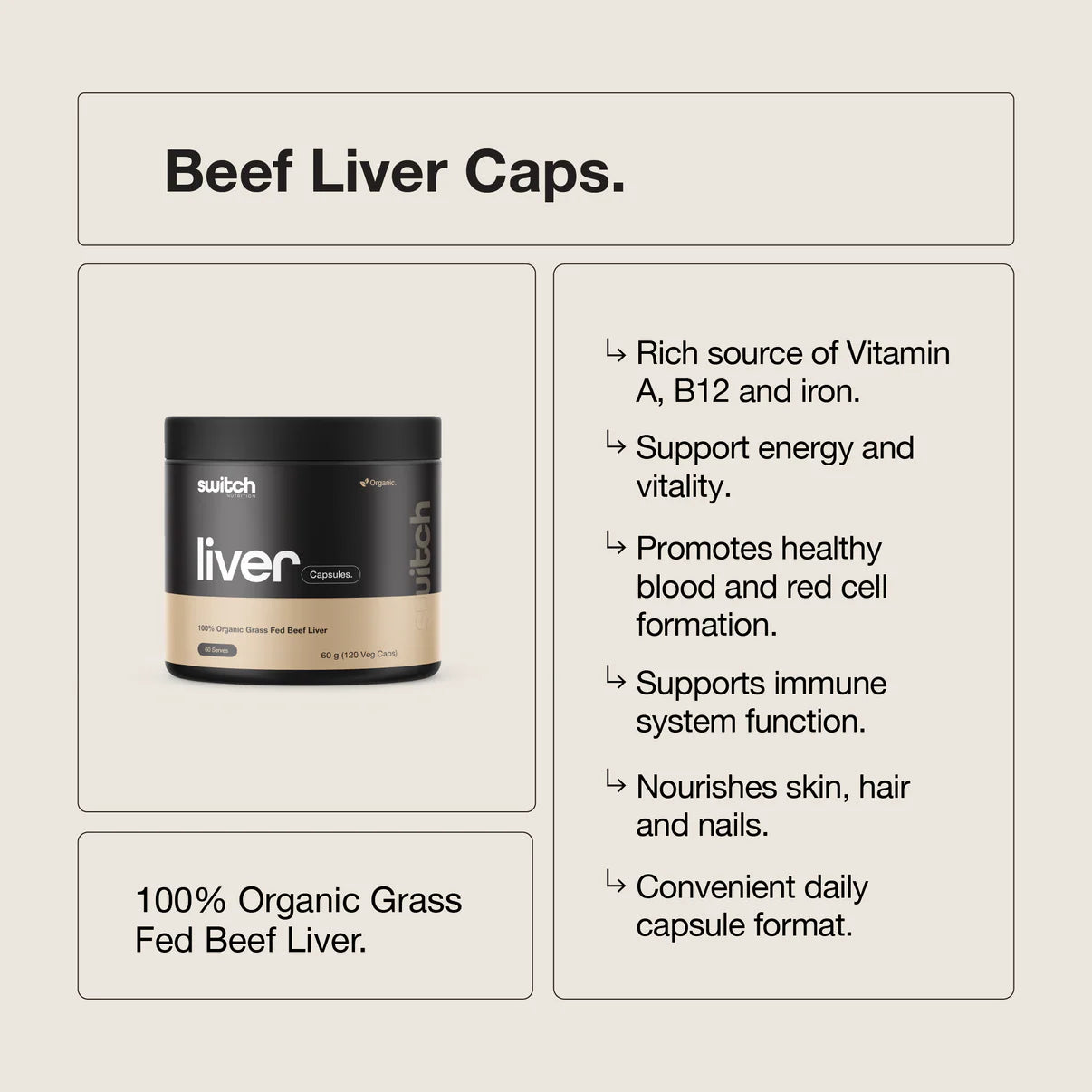 Switch beef liver capsules 120