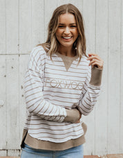 Simplified stripe crew- Natural