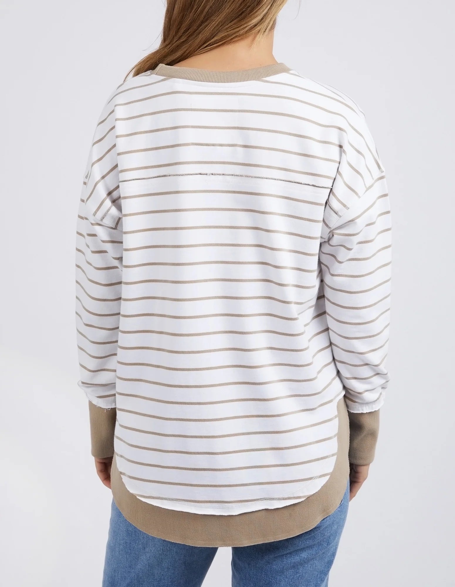 Simplified stripe crew- Natural