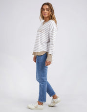 Simplified stripe crew- Natural