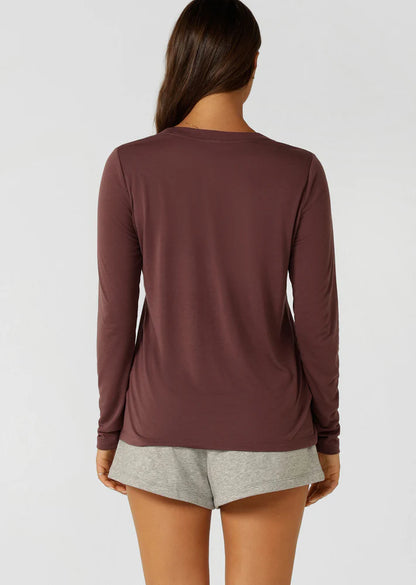 Lorna Jane- Lotus Long Sleeve Top- Berry Icing