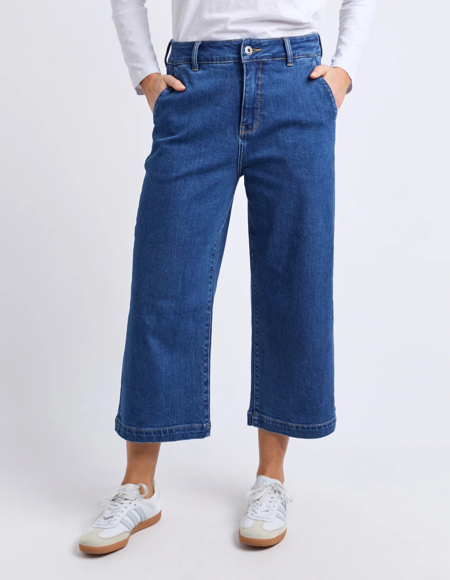 Elm| Sidney Cropped Wide Leg Jean Dark Blue Wash