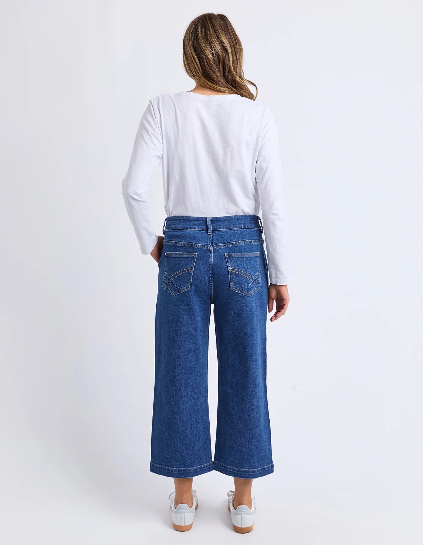 Elm| Sidney Cropped Wide Leg Jean Dark Blue Wash