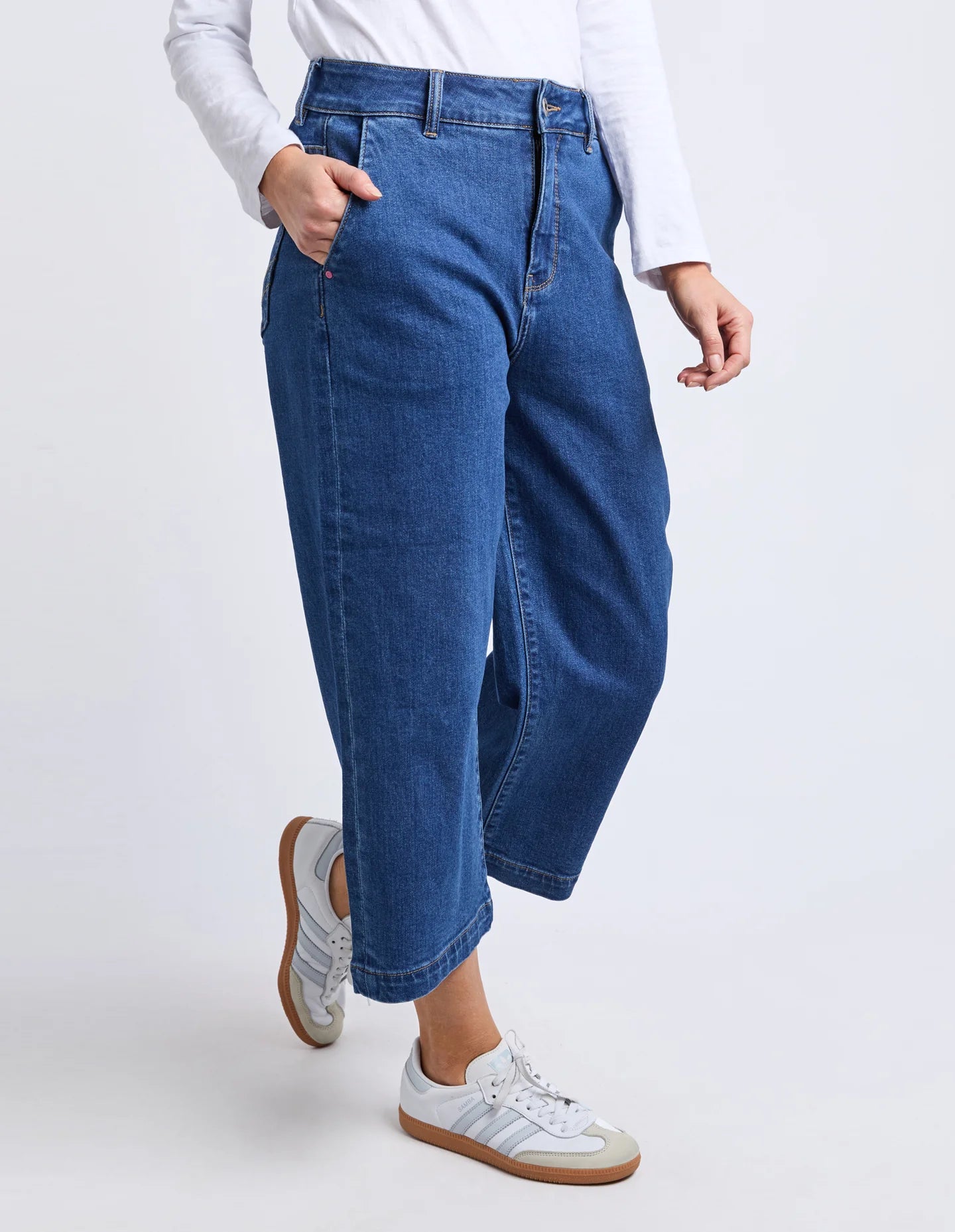 Elm| Sidney Cropped Wide Leg Jean Dark Blue Wash