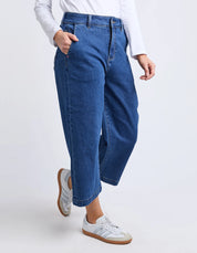 Elm| Sidney Cropped Wide Leg Jean Dark Blue Wash