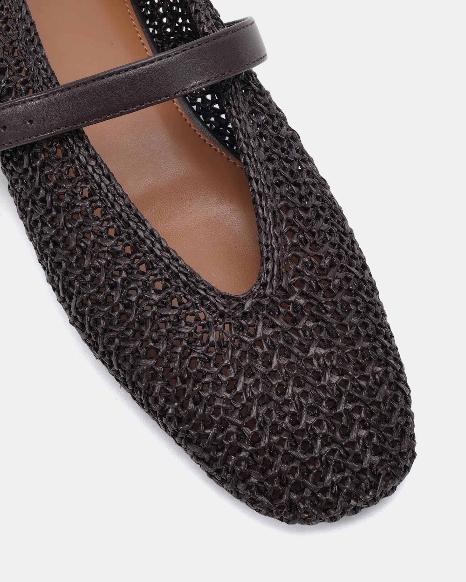CAGE ESPRESSO RAFFIA BALLET FLATS