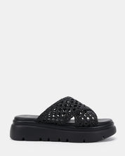 Novo | BRANTLEY BLACK WEAVE WEDGE SANDALS