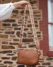 Aztec bag strap- black & brown