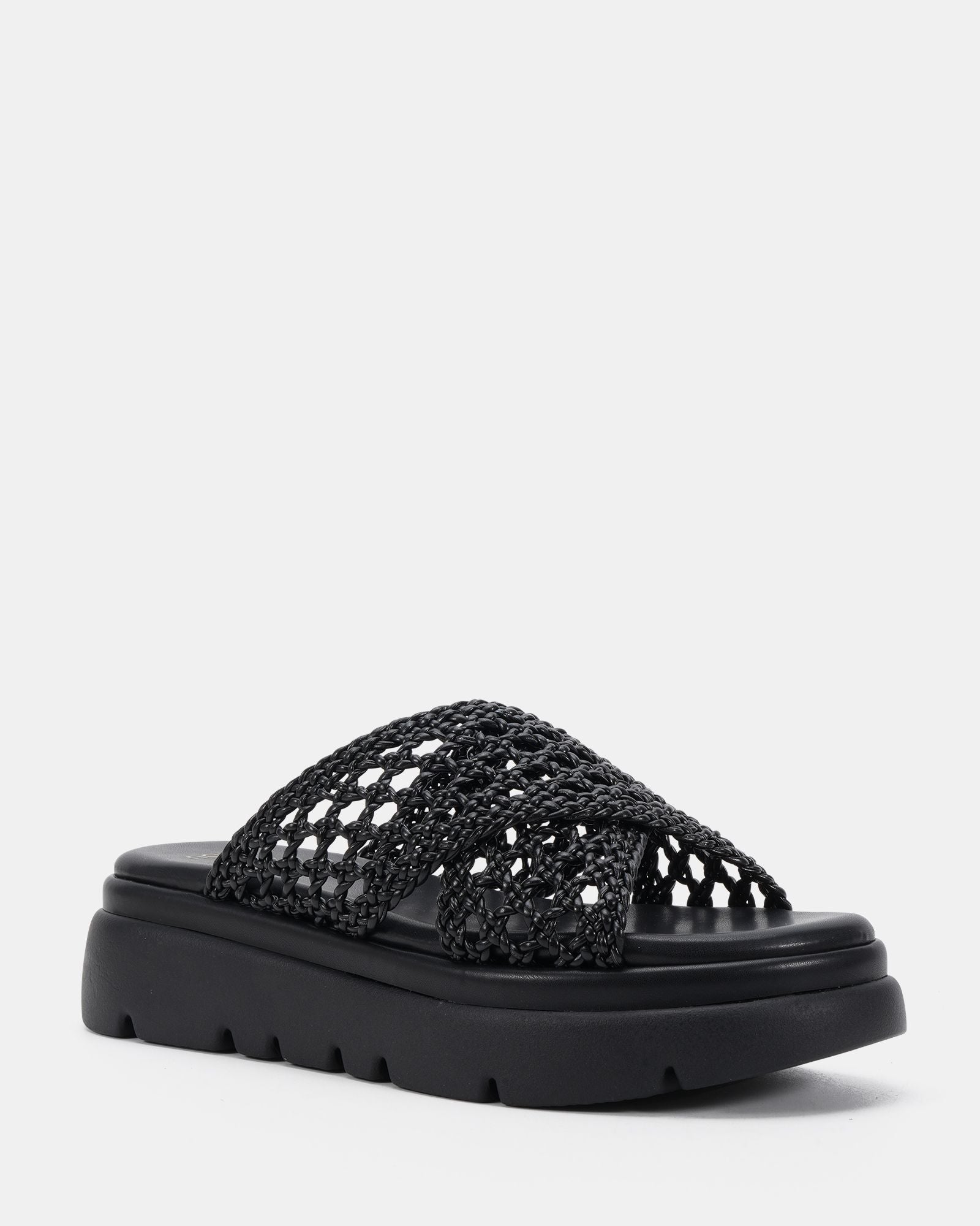 Novo | BRANTLEY BLACK WEAVE WEDGE SANDALS